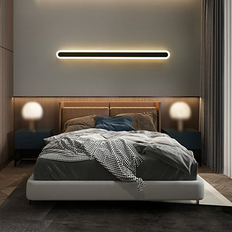 Modern Strip Led Wall Mounted Bedroom Light - Sleek Metal Simplicity Sconce Lighting Black / 16 Warm