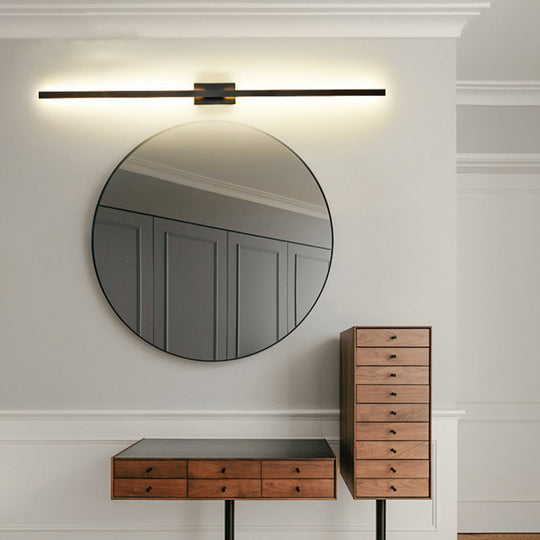 Contemporary Black Led Wall Sconce For Corridor - Linear Metal Design / Small