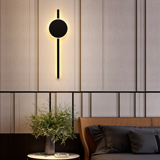 Minimalist Black Metal Led Wall Sconce Light With Hour Hand Design For Living Room / White A