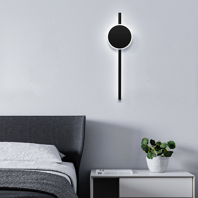 Minimalist Black Metal Led Wall Sconce Light With Hour Hand Design For Living Room