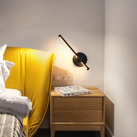 Sleek Led Wall Sconce Light For Living Room - Simplicity Stick Design Black / White A