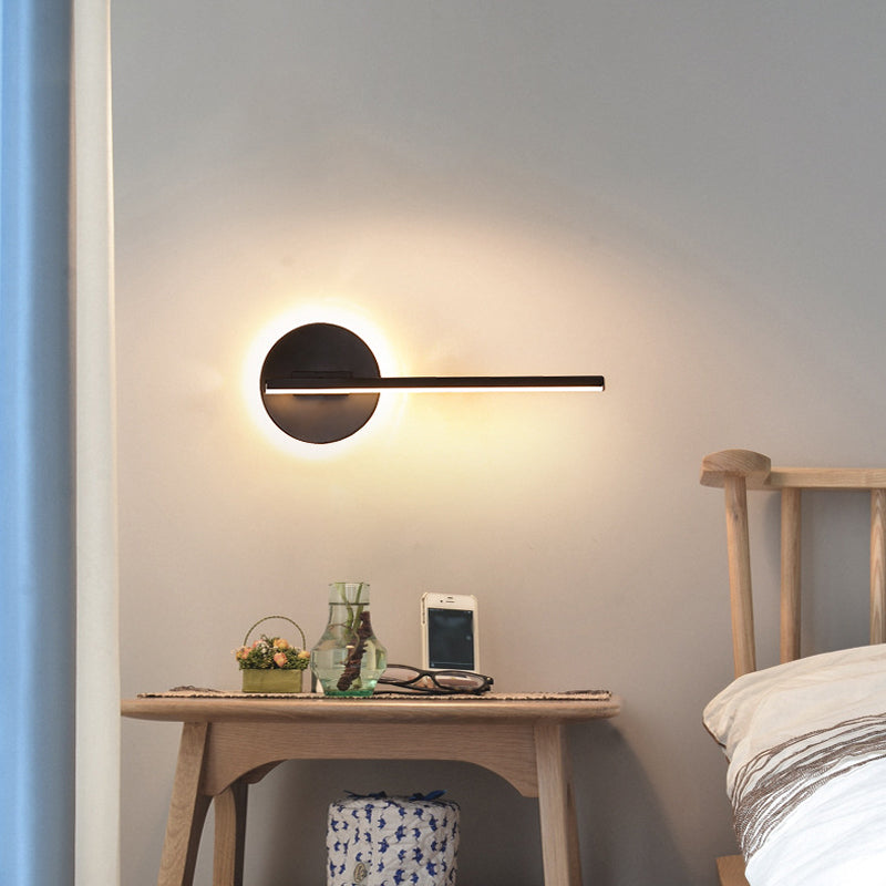 Sleek Led Wall Sconce Light For Living Room - Simplicity Stick Design Black / Warm B
