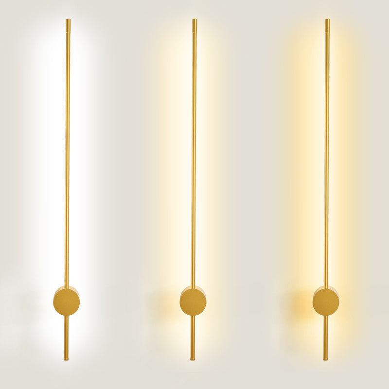 Contemporary Slim Tube Sconce Led Wall Light Fixture For Living Room - Metal Design Gold / Small