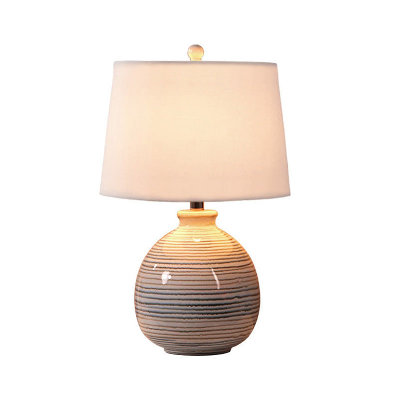 Tapered Drum Artistic Table Lamp - Fabric Shade Ceramic Base
