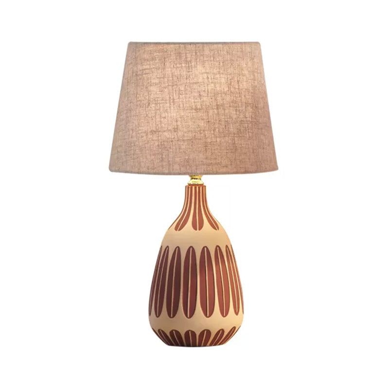Tapered Contemporary Fabric Bedside Lamp With Earthenware Base Purple / A