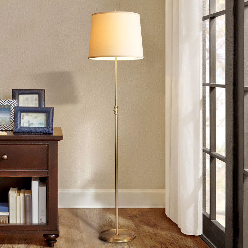 Gold Tapered Fabric Stand Up Lamp Classic 1-Light Adjustable Floor Light For Living Room