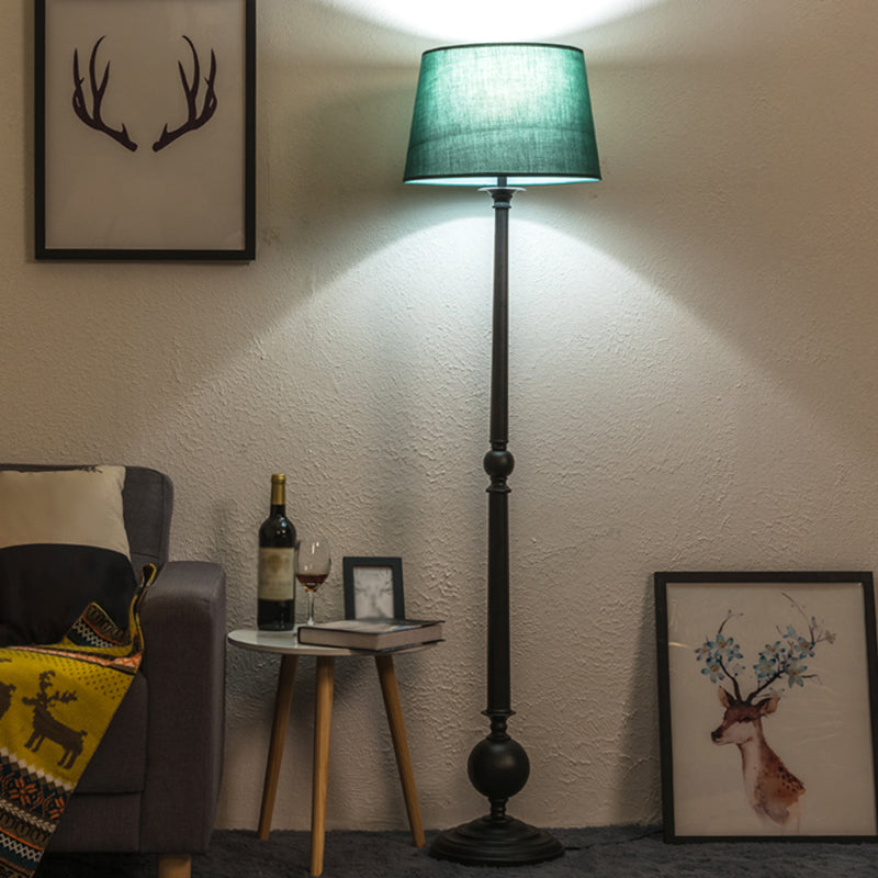 Traditional Fabric Empire Shade Standing Lamp - Single-Bulb Floor Lighting For Living Room