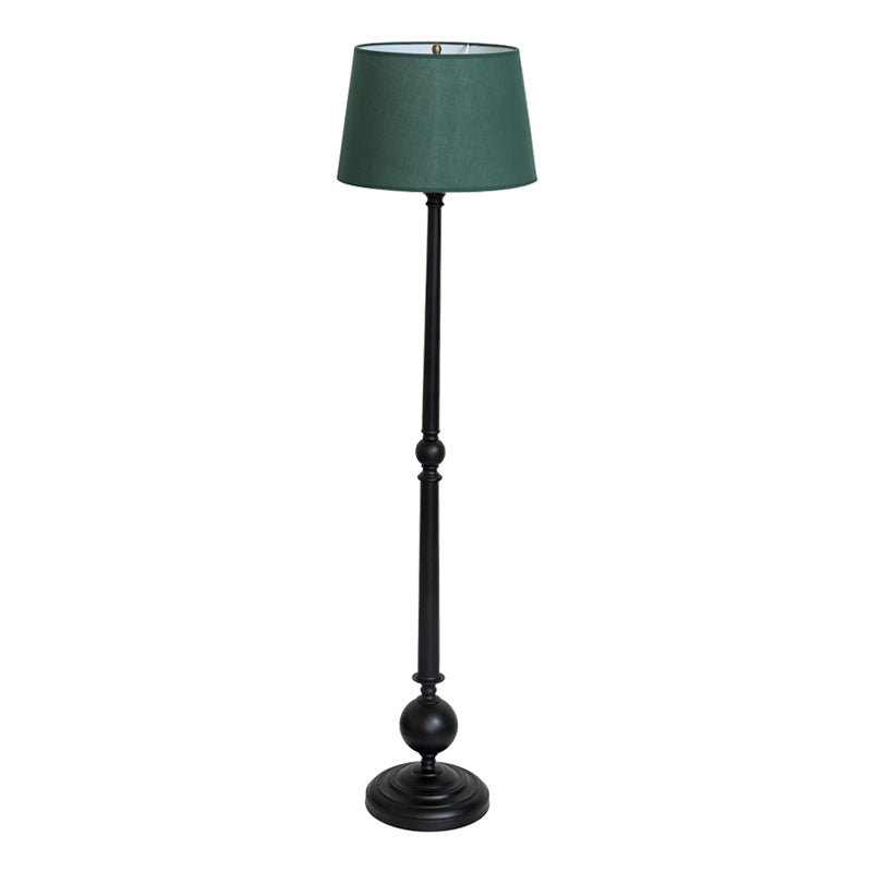 Traditional Fabric Empire Shade Standing Lamp - Single-Bulb Floor Lighting For Living Room Blackish