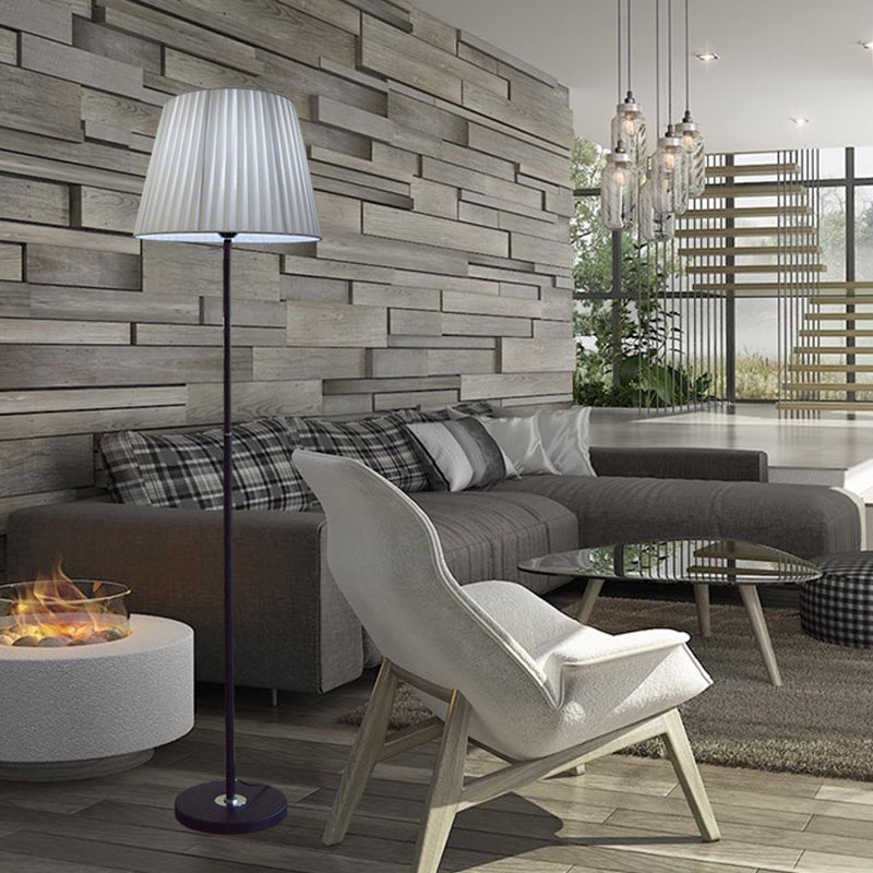 Minimalist Empire Shade Floor Lamp - Modern Fabric Standing Light For Living Room Grey