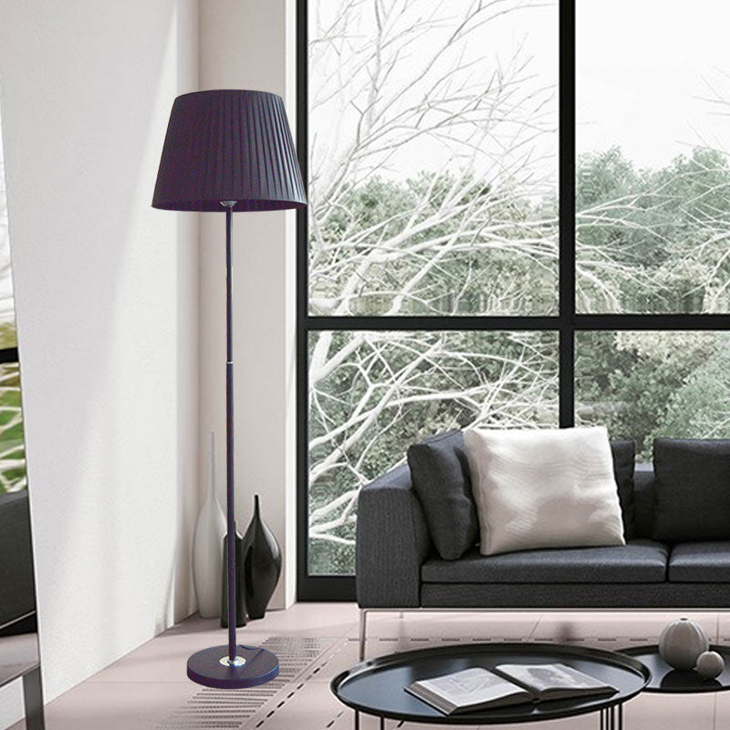 Minimalist Empire Shade Floor Lamp - Modern Fabric Standing Light For Living Room Black