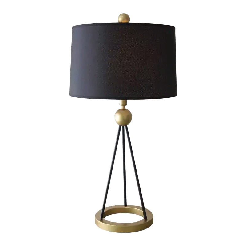 Contemporary Drum-Shaped Black Floor Lamp With Tripod Base / B