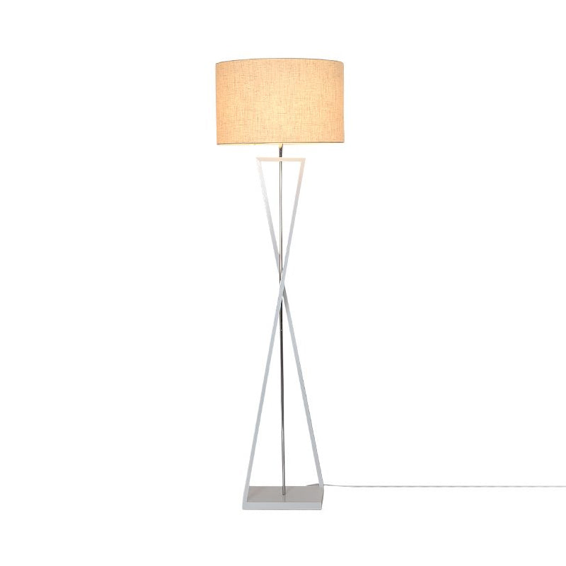 Stylish Hourglass Metal Floor Lamp With Artistic Drum Shade - Perfect For Living Rooms White / A
