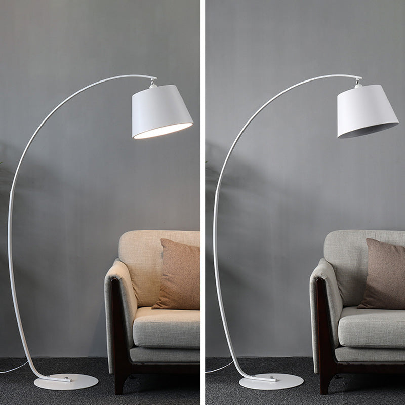 Traditional Empire Shade Floor Lamp With Arc Arm For Living Room - Elegant Standing Light