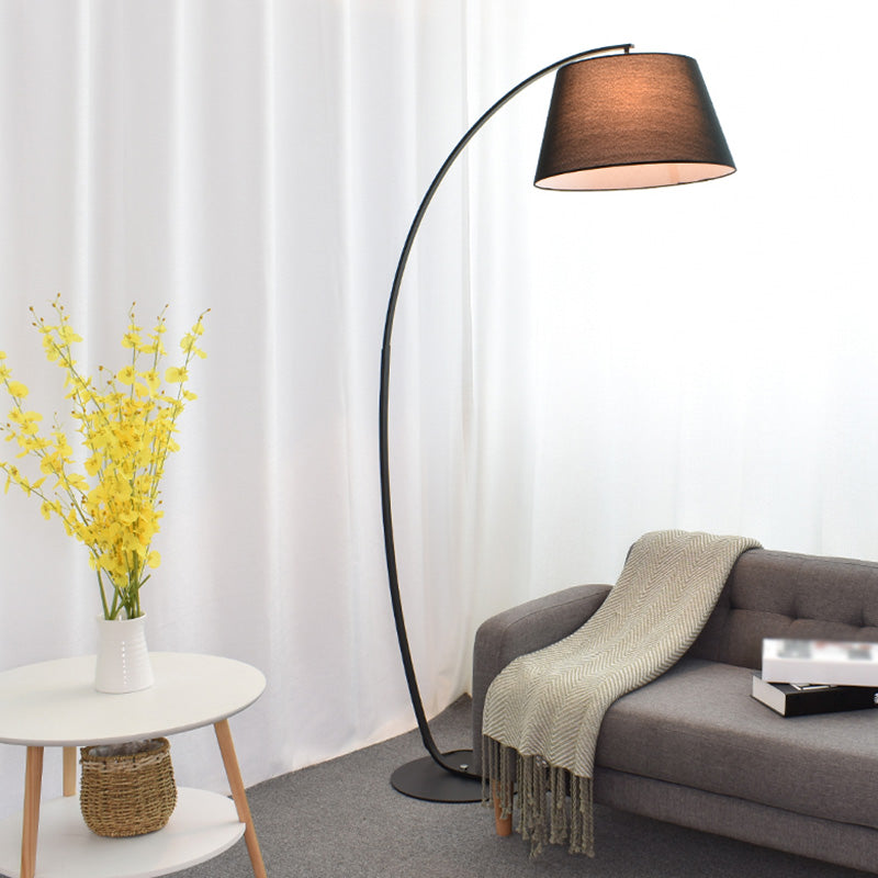 Vintage Tapered Fabric Standing Light - Single Living Room Floor Lamp Black