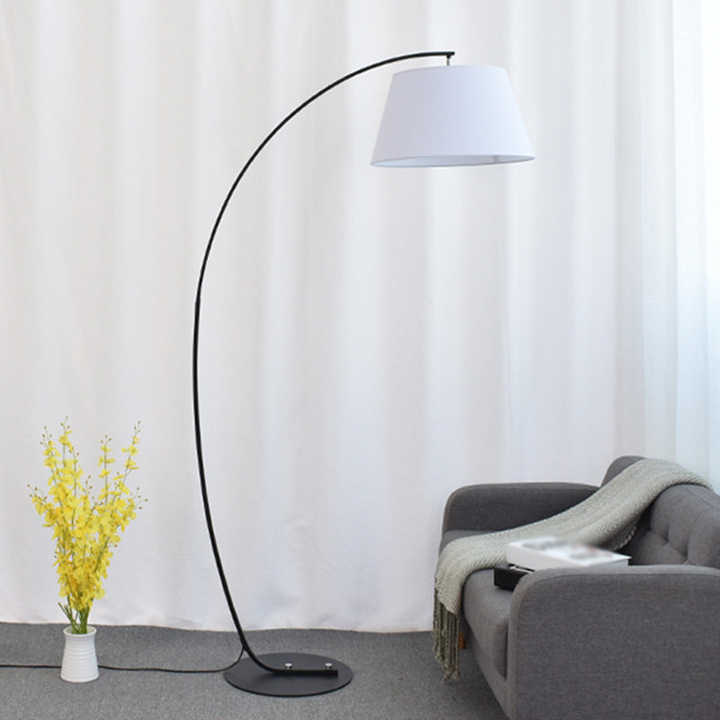 Vintage Tapered Fabric Standing Light - Single Living Room Floor Lamp White
