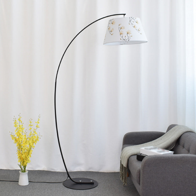 Vintage Tapered Fabric Standing Light - Single Living Room Floor Lamp Cream