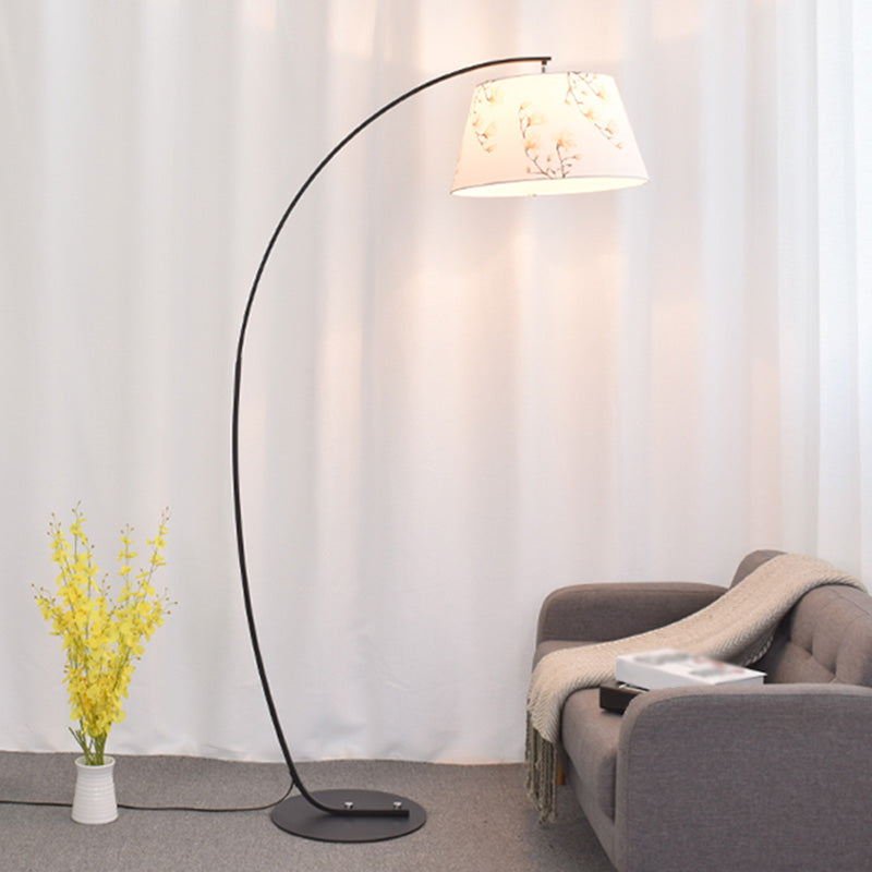Vintage Tapered Fabric Standing Light - Single Living Room Floor Lamp
