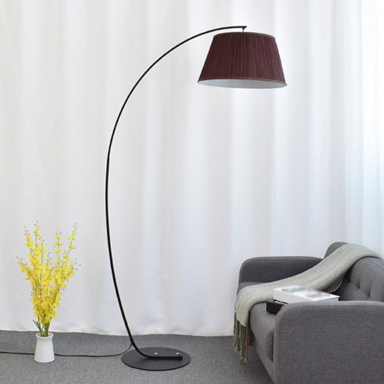 Vintage Tapered Fabric Standing Light - Single Living Room Floor Lamp Brown