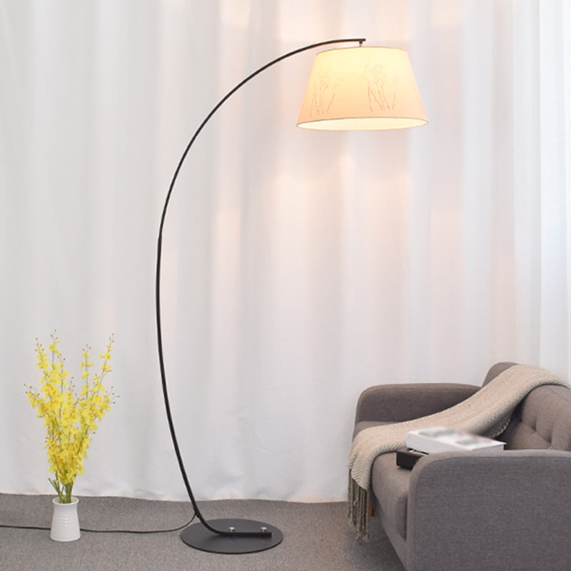 Vintage Tapered Fabric Standing Light - Single Living Room Floor Lamp