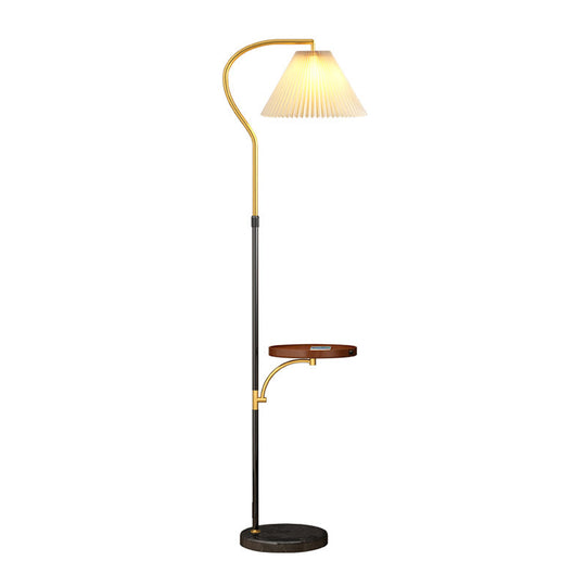 Gathered Empire Shade Floor Lamp - 1-Light Stand Up Design With Tray Classic Fabric Lighting