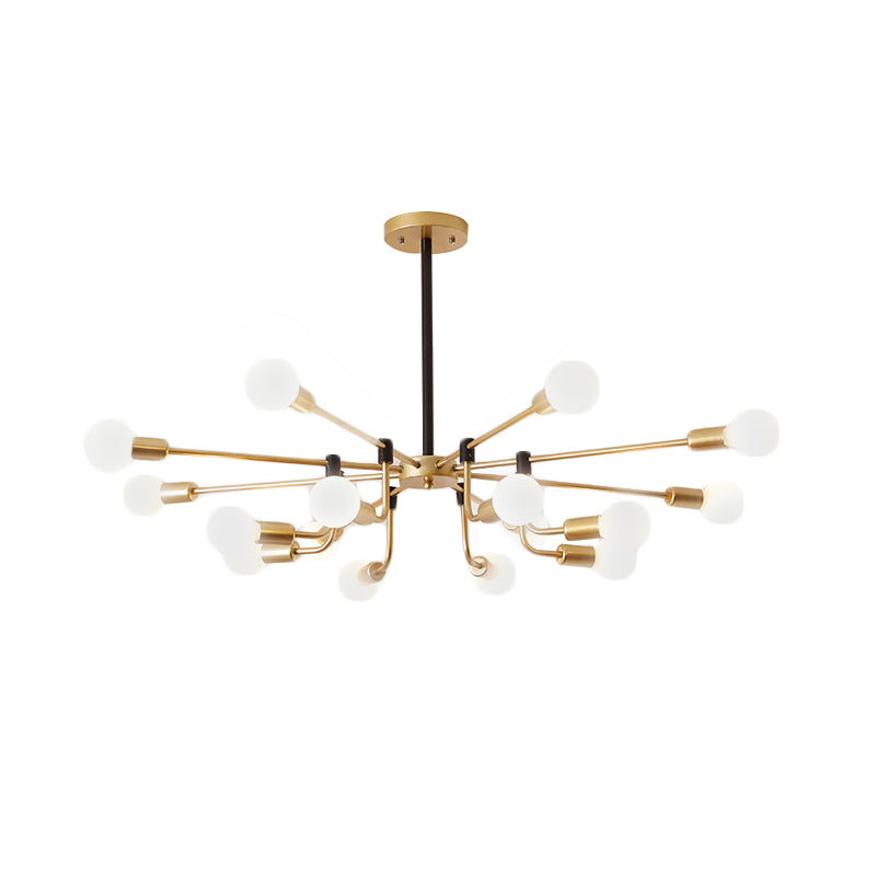Contemporary Starburst Chandelier: Metal Ceiling Light For Bedroom With Gold Arm - 6/12/16 Lights