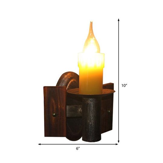 Industrial Wall Sconce With Clear Glass And Bronze Finish - 1-Light Candle Mount