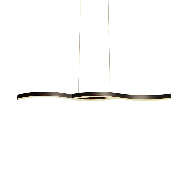 Wavy Acrylic Chandelier Light: Modern Black LED Ceiling Pendant, Warm/White Light, 39"/41" W