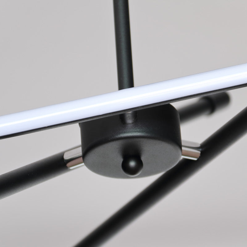 Sleek Linear Tube Metal Chandelier - Black LED Hanging Lamp for Living Room