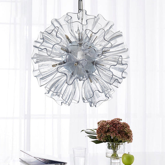 Modern Silver Glass Led Sputnik Chandelier Lamp - 16/23.5 Wide For Living Room Ceiling