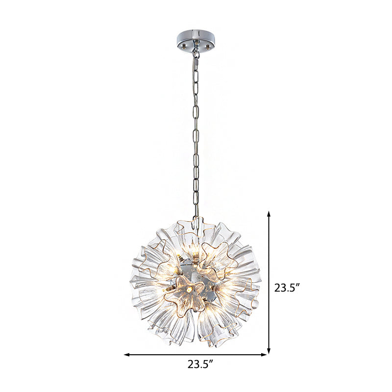 Modern Silver Glass Led Sputnik Chandelier Lamp - 16/23.5 Wide For Living Room Ceiling