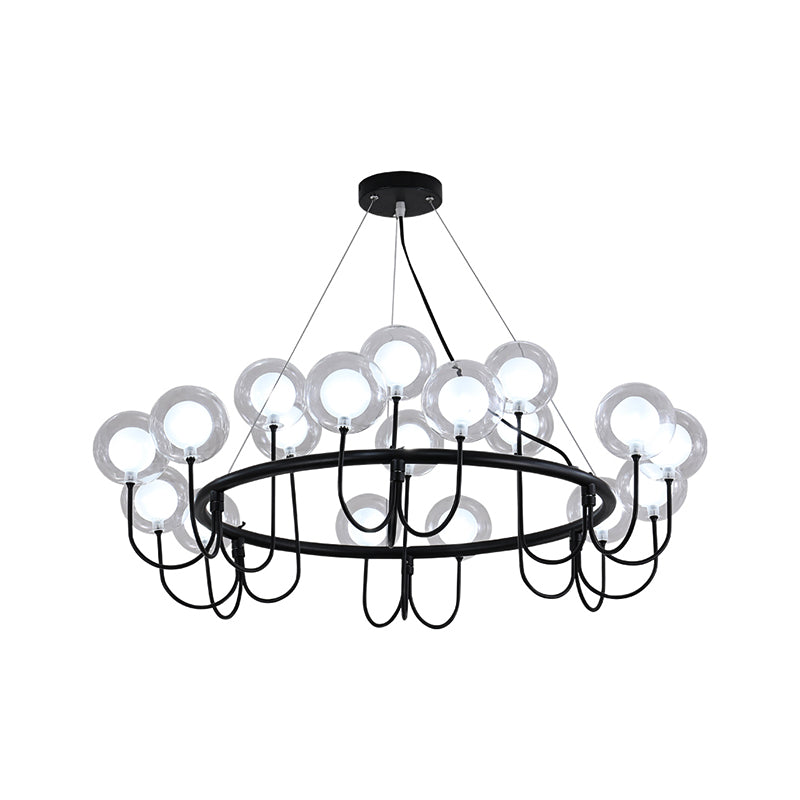 Modern Black Glass LED Chandelier for Living Room - Hanging Ceiling Lamp