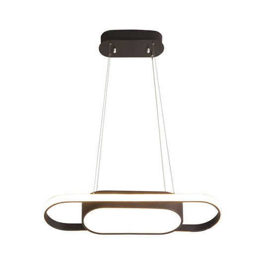 Sleek Oval Acrylic Chandelier Light – Simple Style in Black or White with LED – Choose Warm, White or Natural Light