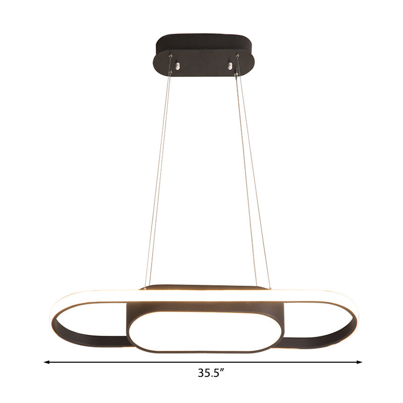 Sleek Oval Acrylic Chandelier Light – Simple Style in Black or White with LED – Choose Warm, White or Natural Light