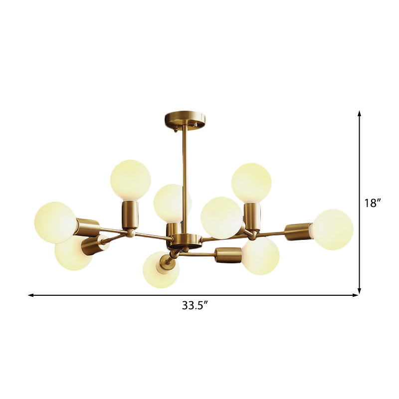 Modern Opal Glass Branch Chandelier with Brass Arm - 6/9/12 Lights - Bedroom Hanging Light