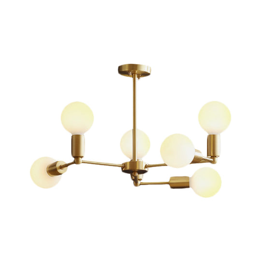 Modern Opal Glass Branch Chandelier with Brass Arm - 6/9/12 Lights - Bedroom Hanging Light