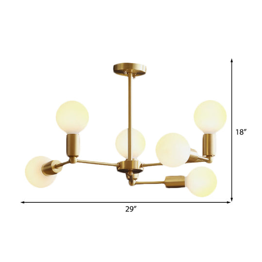 Modern Opal Glass Branch Chandelier with Brass Arm - 6/9/12 Lights - Bedroom Hanging Light