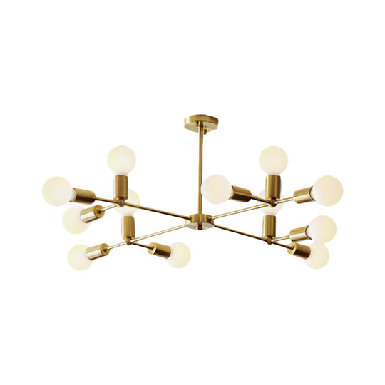 Modern Opal Glass Branch Chandelier with Brass Arm - 6/9/12 Lights - Bedroom Hanging Light