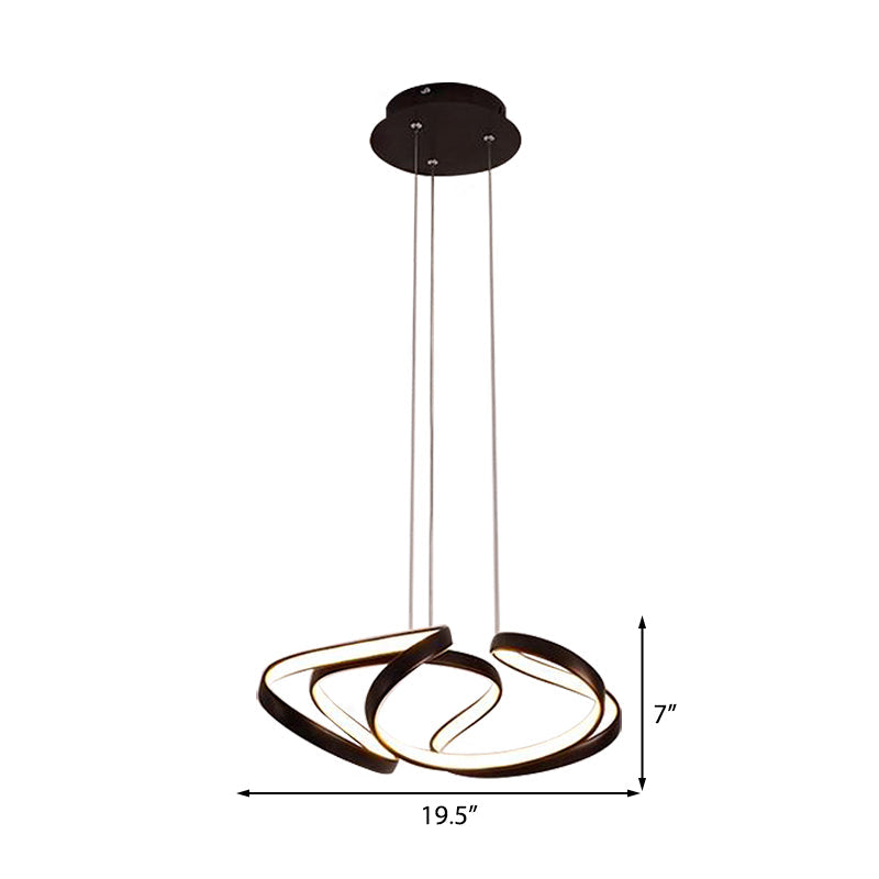 Acrylic Wave Chandelier - Simple Gold/Coffee Led Hanging Lamp For Dining Room 14/19.5 Wide