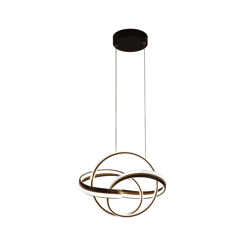 Modern LED Chandelier: Sleek Curve Design, Acrylic, White/Coffee Pendant Light for Living Room