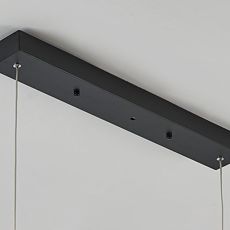 Simple Acrylic Linear and Ring Ceiling Chandelier - Black Hanging Light with Warm/White Glow