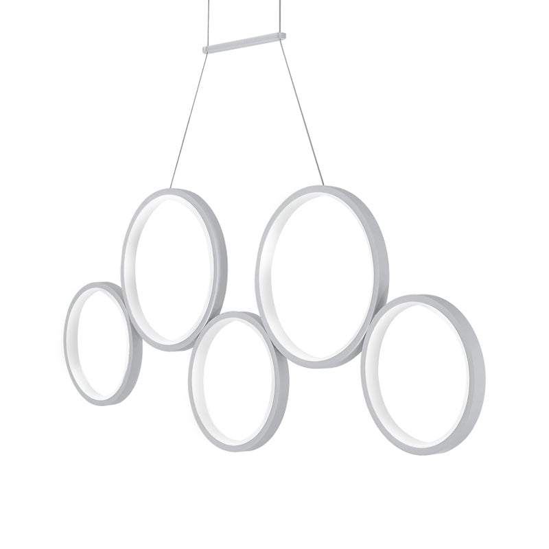 Acrylic Multi Rings Chandelier - Simple Style 3/5 Lights White/Coffee Ideal Kitchen Hanging Light