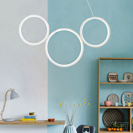 Acrylic Multi Rings Chandelier - Simple Style 3/5 Lights White/Coffee Ideal Kitchen Hanging Light