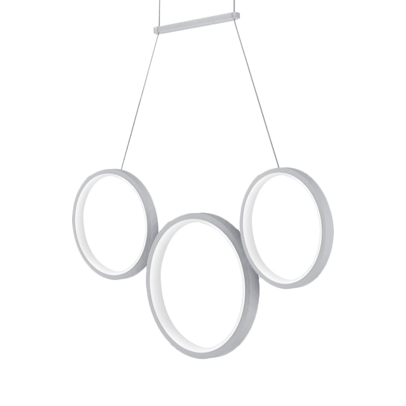 Simple Style Acrylic Multi-Ring Chandelier Lamp with 3/5 Lights - White/Coffee Hanging Light Fixture for Kitchen