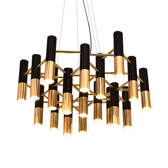 Modern Gold Tube Chandelier Light In Warm Glow For Living Room - 7/13/19 Lights