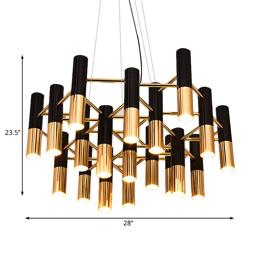 Modern Tube Chandelier Light - Gold Metal, 7/13/19 Lights, Warm Lighting, for Living Room