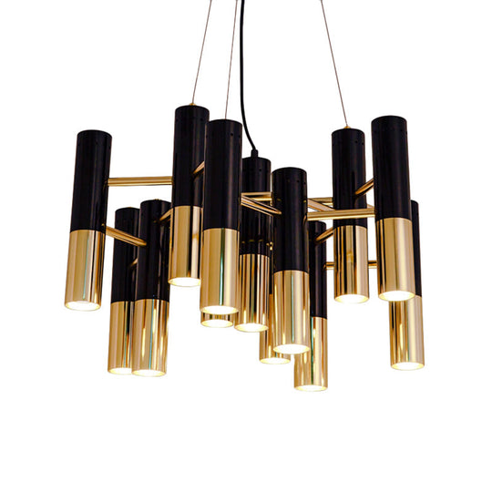 Modern Gold Tube Chandelier Light In Warm Glow For Living Room - 7/13/19 Lights