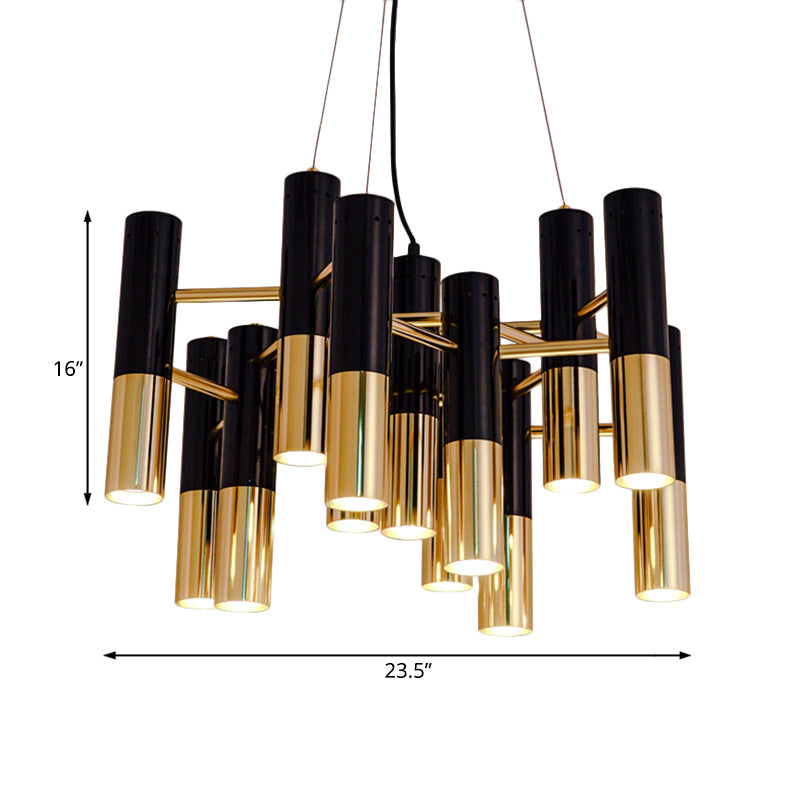 Modern Tube Chandelier Light - Gold Metal, 7/13/19 Lights, Warm Lighting, for Living Room