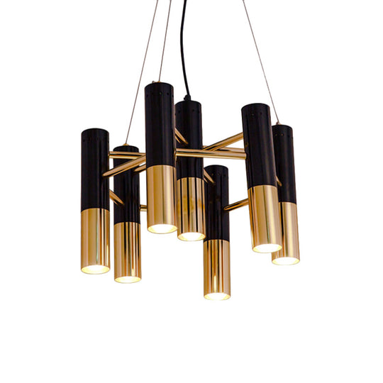 Modern Gold Tube Chandelier Light In Warm Glow For Living Room - 7/13/19 Lights