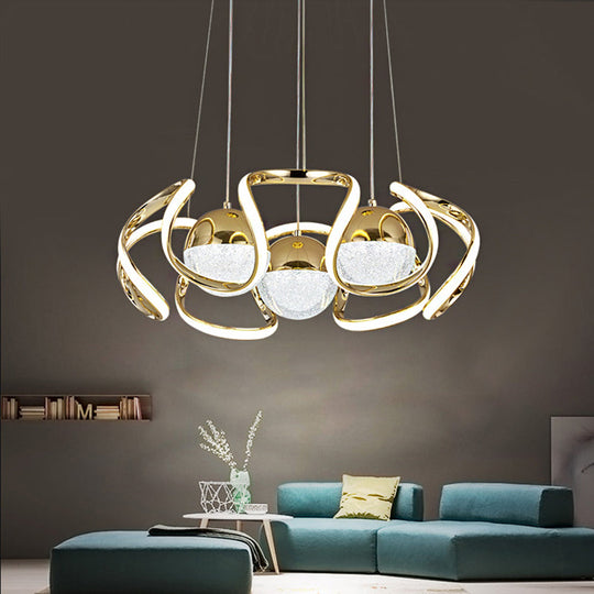 Modern Gold Acrylic LED Chandelier Light for Dining Room Ceiling