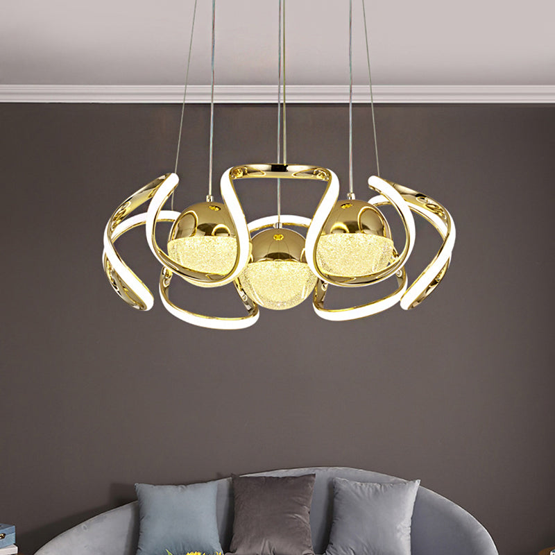 Modern Gold Acrylic LED Chandelier Light for Dining Room Ceiling
